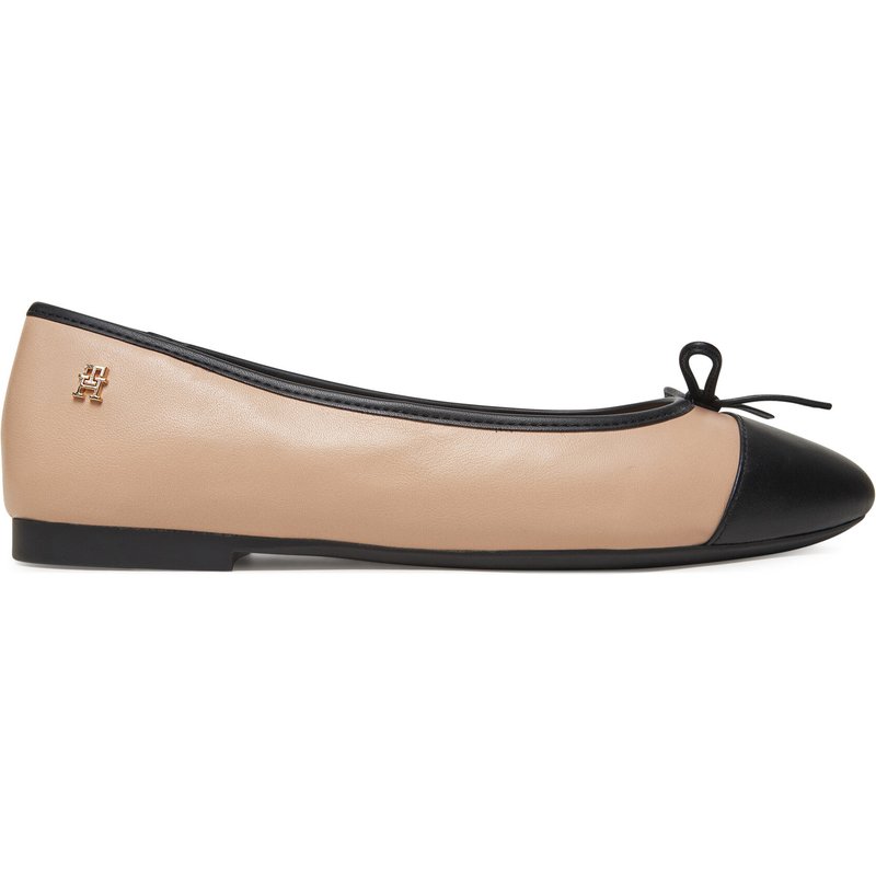 Ballerinas Tommy Hilfiger Toe Cap Leather Ballerina FW0FW08759 Écru