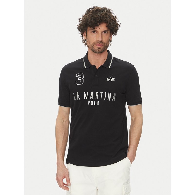 La Martina Poloshirt Yeshayahu MAP320 PK001 Schwarz Regular Fit