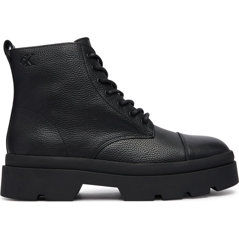 Schnürstiefeletten Calvin Klein Lugged Mid Lace Up Tc Tu Lth HM0HM02267 Schwarz