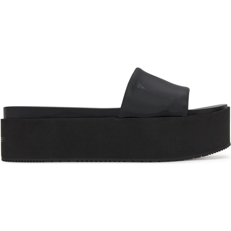 Pantoletten Calvin Klein Jeans Flatform Sandal Slide In Nylon YW0YW01791 Schwarz