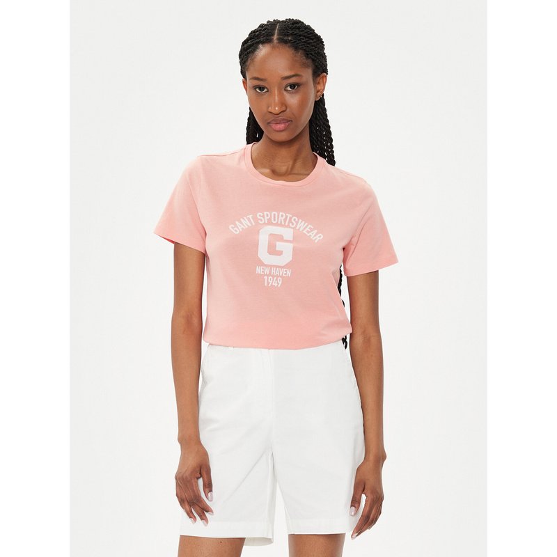 Gant T-Shirt Logo 4200849 Korallenfarben Regular Fit