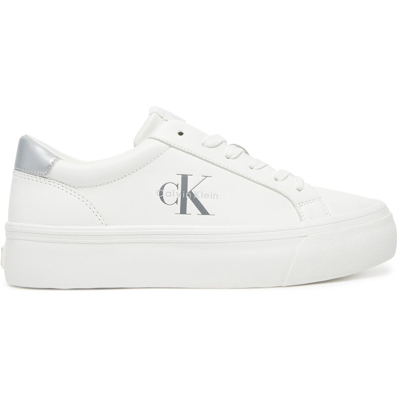 Sneakers Calvin Klein Vulc Flatf Lth Silver Logo Tag YW0YW01877 Weiß