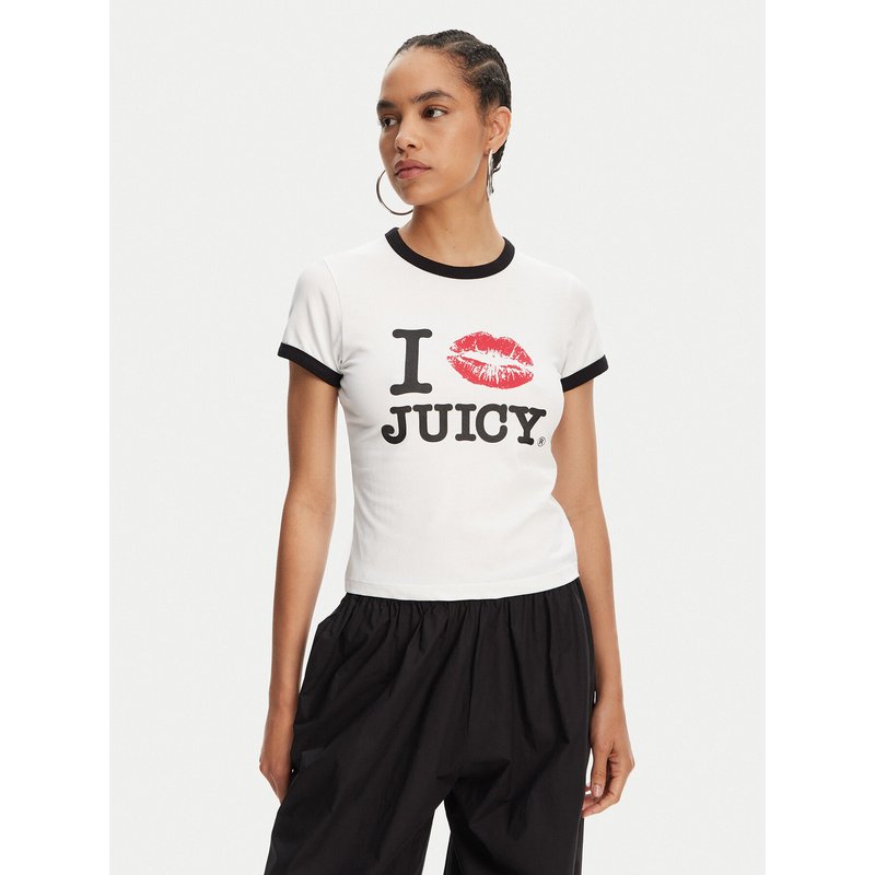 Juicy Couture T-Shirt I Kiss JCWCT125318 Weiß Slim Fit