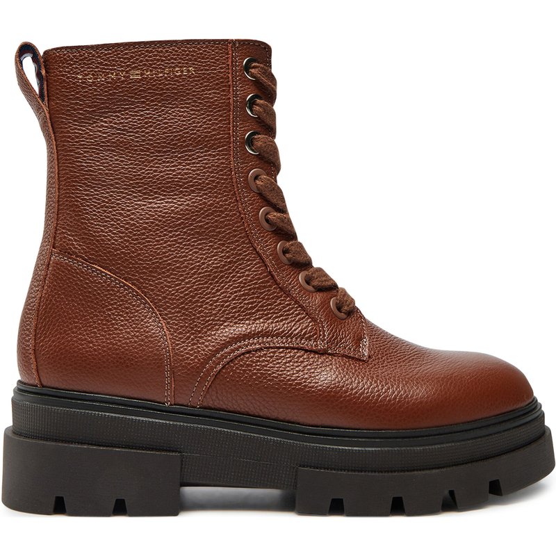 Schnürschuhe Tommy Hilfiger Bicolor Leather Lace-Up FW0FW08160 Braun