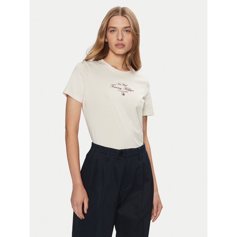 Tommy Hilfiger T-Shirt WW0WW43895 Écru Regular Fit