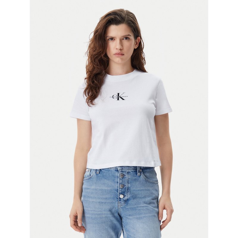 Calvin Klein Jeans T-Shirt Baby Tee J20J223113 Weiß Slim Fit
