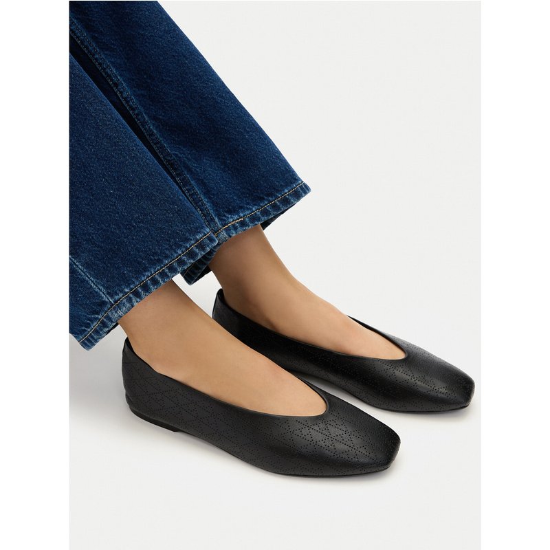 Ballerinas Calvin Klein Square Ballerina Aop Lth HW0HW02936 Schwarz