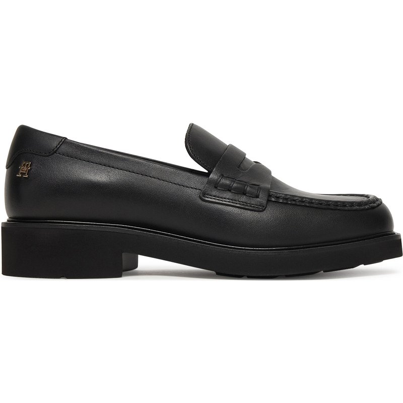 Slipper Tommy Hilfiger Elettra Penny Leather FW0FW09360 Schwarz