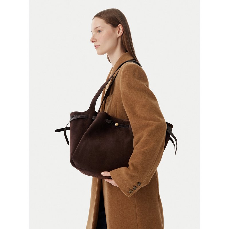 Handtasche Tory Burch Romy Suede Tote 186348 Braun