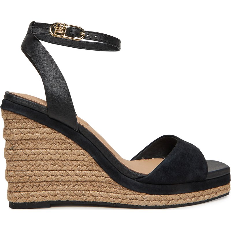 Espadrilles Tommy Hilfiger Leather & Suede High Wedge Espad FW0FW08803 Schwarz