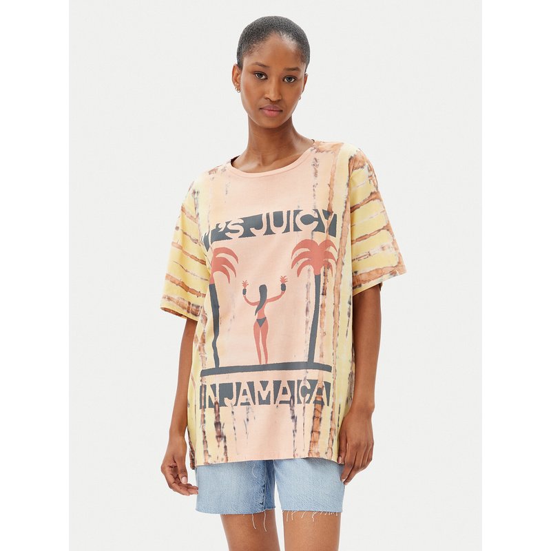 One Teaspoon T-Shirt Its Juicy In Jamaica 26940 Orange Relaxed Fit