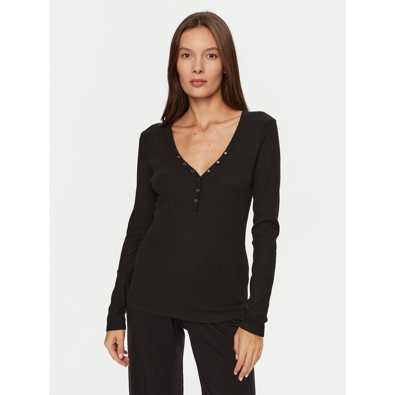 Hunkemöller Pyjama-T-Shirt 205123 Schwarz Slim Fit