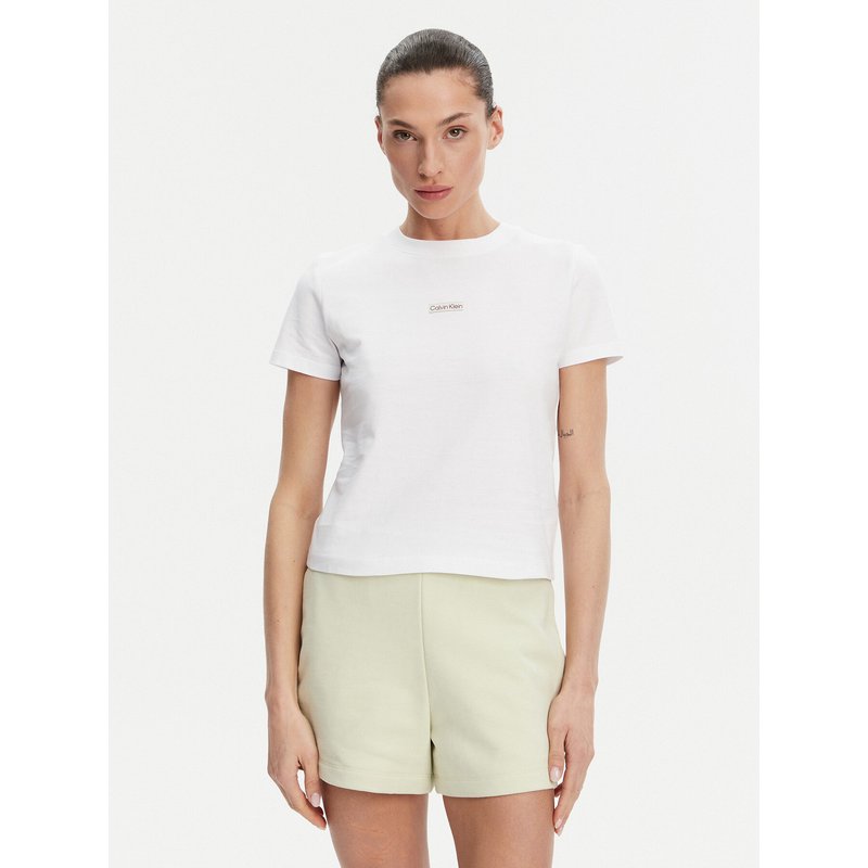 Calvin Klein Jeans T-Shirt Placed Institutional J20J225524 Weiß Slim Fit