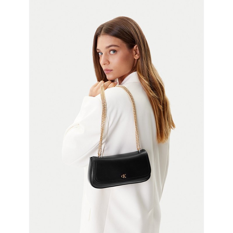 Handtasche Calvin Klein Ck Convertible Chain Medium Bag LV04F3171G Schwarz