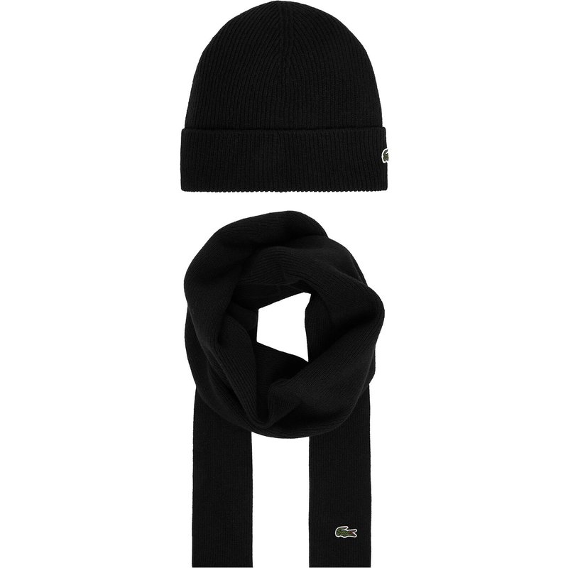 Set Schal und Mütze Lacoste RB5385 Schwarz
