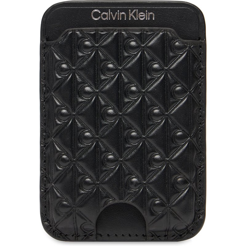Kreditkartenetui Calvin Klein Aop Leather Magnetic Card Case LV04F1100G Schwarz