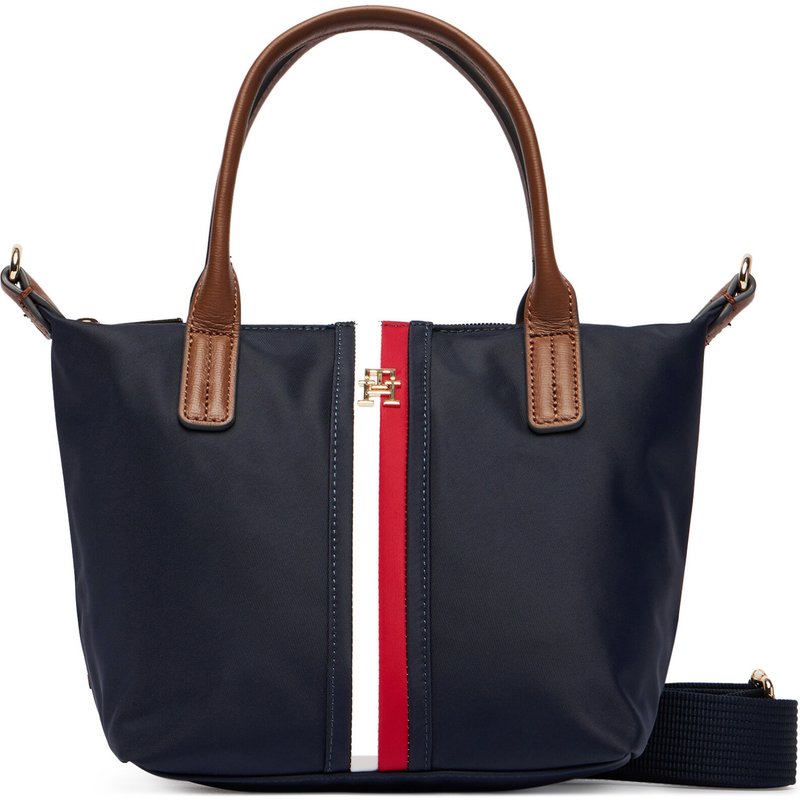 Handtasche Tommy Hilfiger Popette Mini Tote Corp AW0AW19025 Dunkelblau