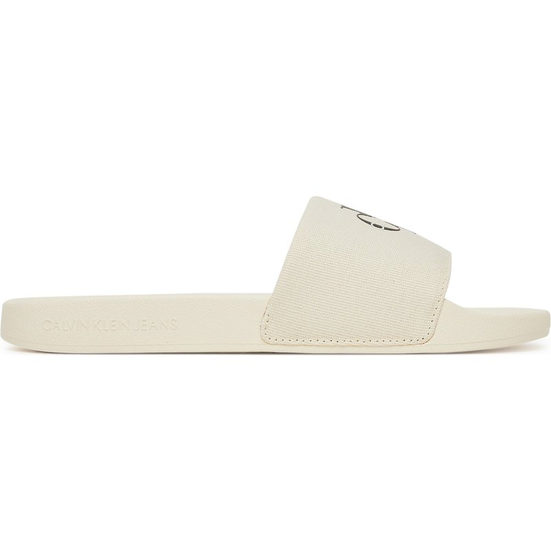 Zehentrenner Calvin Klein Jeans Slide Monogram Wn Logo Ck YW0YW01967 Beige