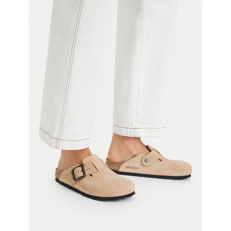 Pantoletten Birkenstock Boston Wire Buckle 1031573 Hellbeige