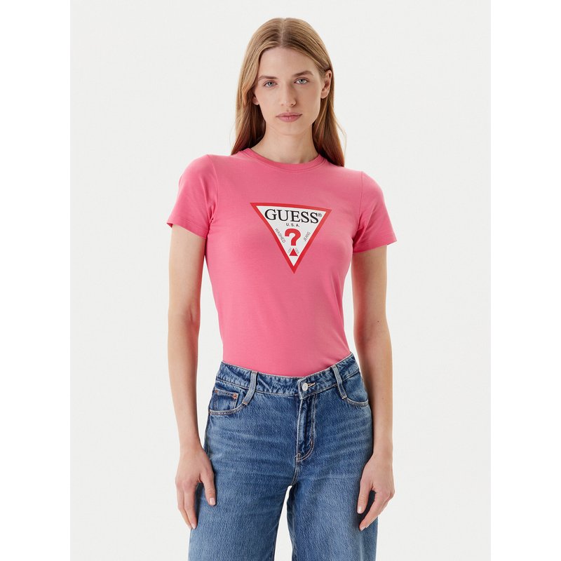 Guess Jeans T-Shirt W4YI04 J1314 Rosa Slim Fit