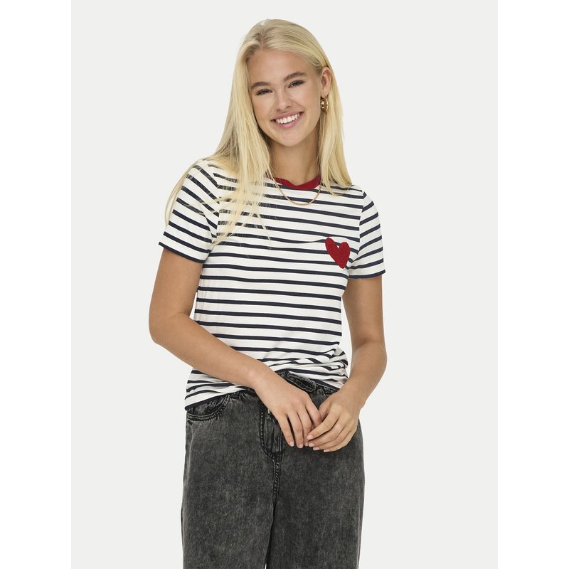 ONLY T-Shirt Heart 15318959 Weiß Regular Fit