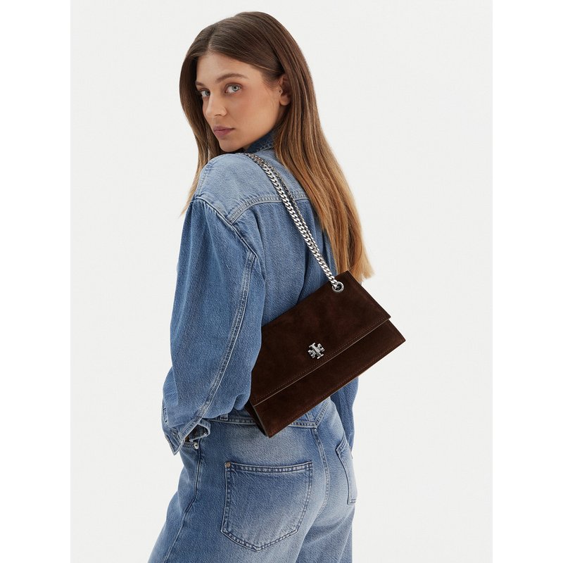 Handtasche Tory Burch Kira Turnlock Suede Shouldr Bag 169176 Braun
