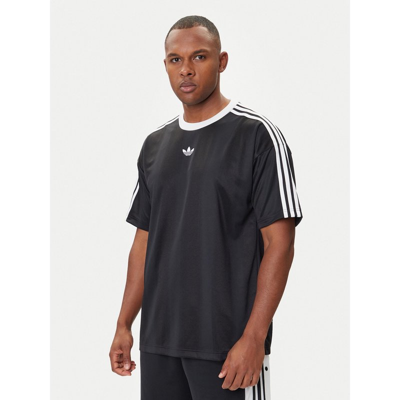 adidas T-Shirt adicolor Jacquard JW5876 Schwarz Loose Fit