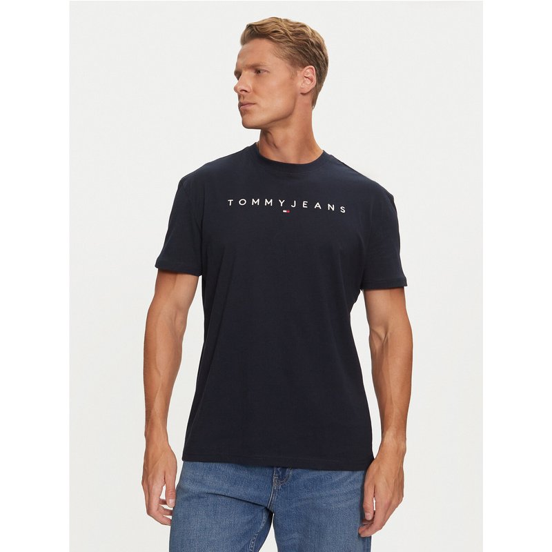 Tommy Jeans T-Shirt Linear Logo DM0DM20744 Dunkelblau Regular Fit