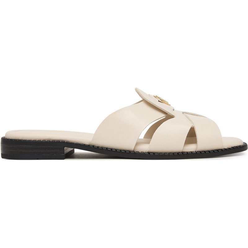 Pantoletten Tommy Hilfiger Leather Crest Square Toe Sandals FW0FW09126 Creme