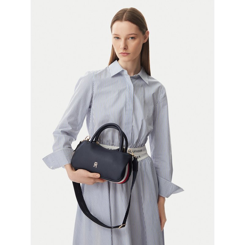 Handtasche Tommy Hilfiger Th Logotape Mini Satchel AW0AW18743 Dunkelblau