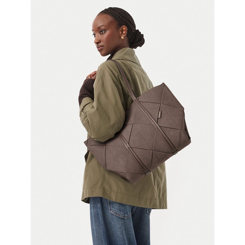 Handtasche Calvin Klein Woven Sueded Carryall LV04F3695G Braun