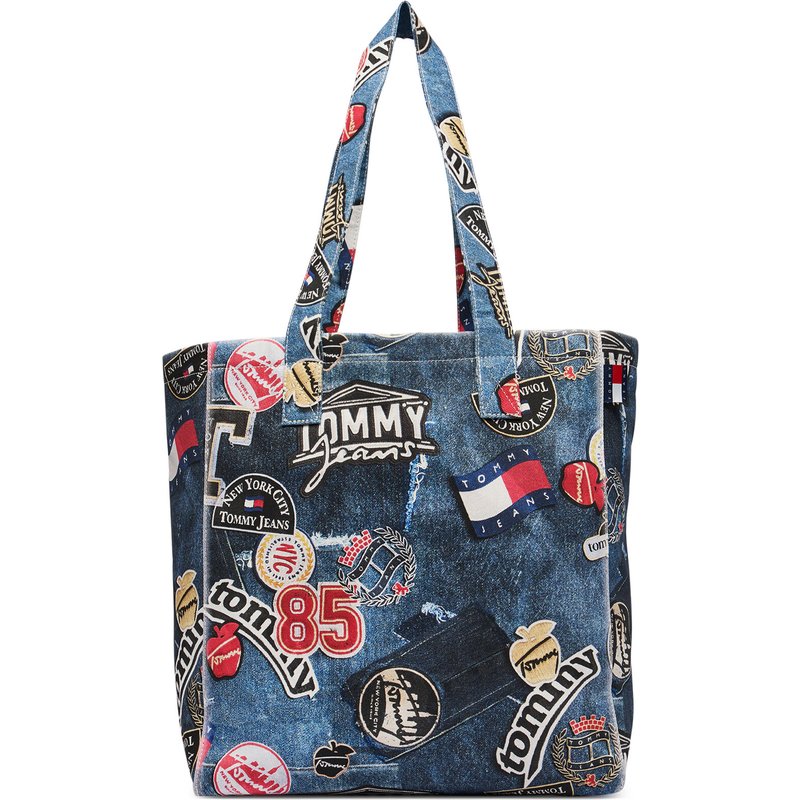 Handtasche Tommy Jeans Tjw Bodega Trompe L'Oeil Tote AW0AW19304 Dunkelblau