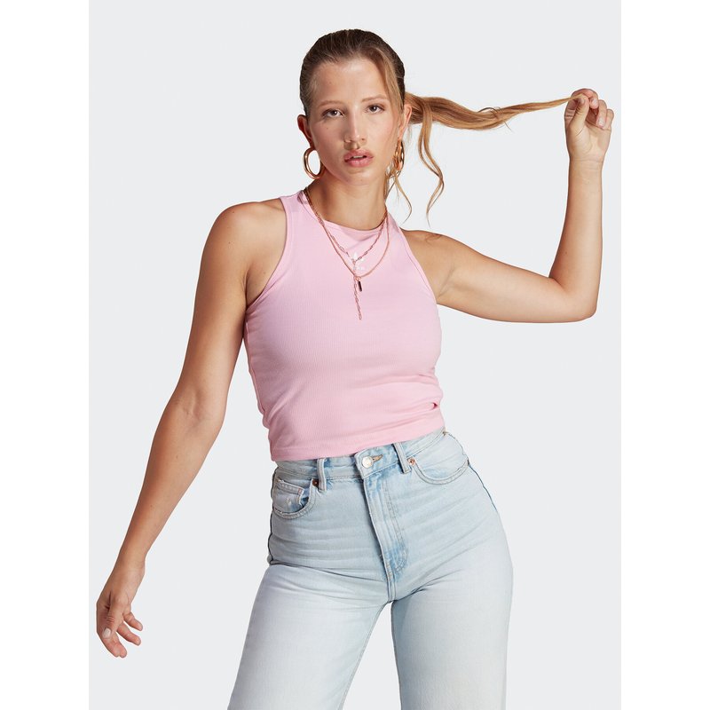 adidas Bluse Adicolor Essentials Rib Tank Top IB9108 Rosa Slim Fit