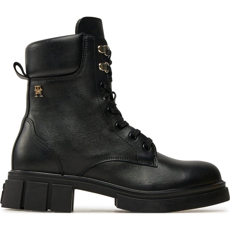 Schnürstiefeletten Tommy Hilfiger Lace-Up Biker Leather FW0FW08167 Schwarz