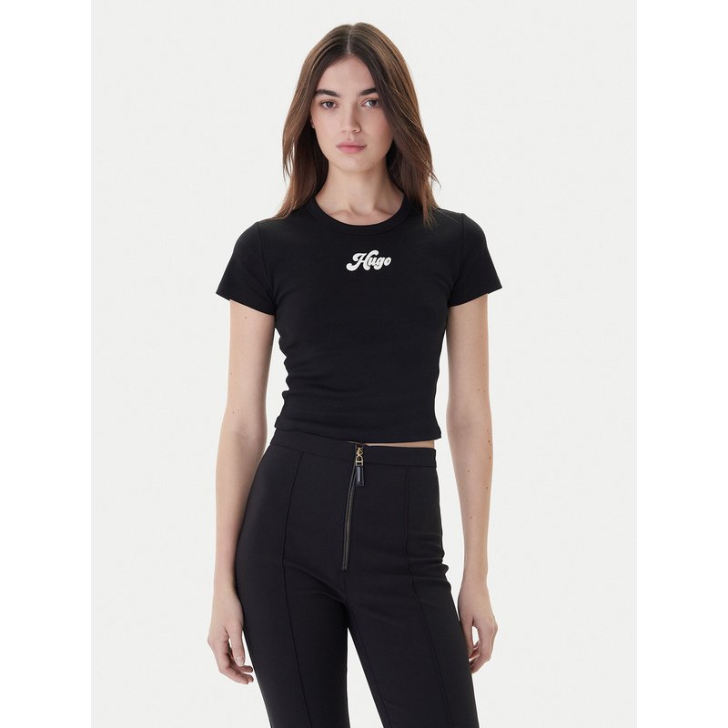 HUGO T-Shirt Delanor_2 50539132 Schwarz Cropped Fit
