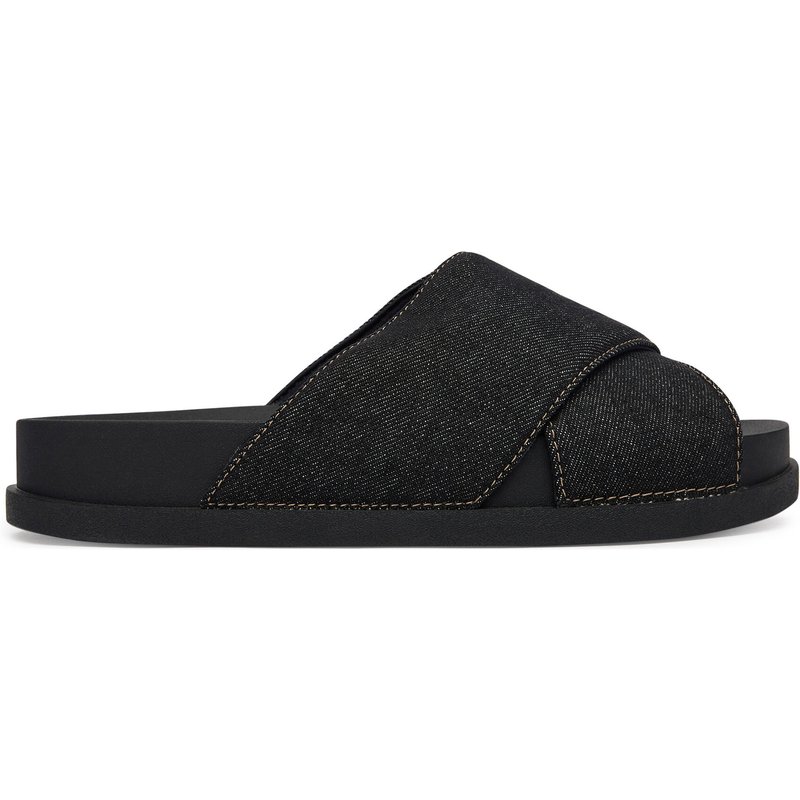 Pantoletten Tommy Jeans Tjw Comfort Slides Washed Denim EN0EN02898 Schwarz