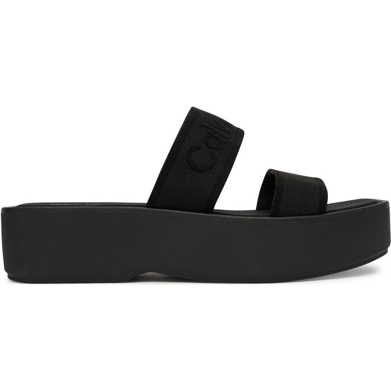 Pantoletten Calvin Klein Flatform Sndl Webbing HW0HW02878 Schwarz