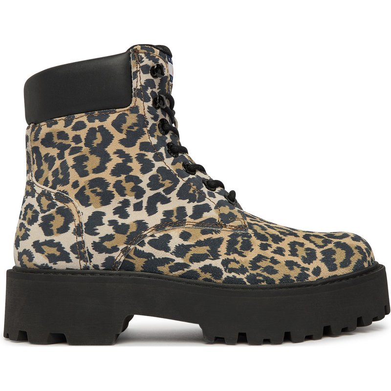 Schnürschuhe Tommy Jeans Tjw Platform Cheetah Boots EN0EN03140 Braun