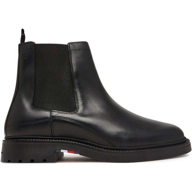Klassische Stiefeletten Tommy Hilfiger Corporate Casual Lth Chelsea FM0FM05966 Schwarz