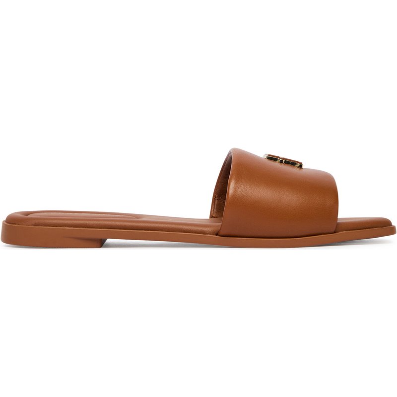 Pantoletten Tommy Hilfiger Th Logo Hardware Leather Mule FW0FW09292 Braun