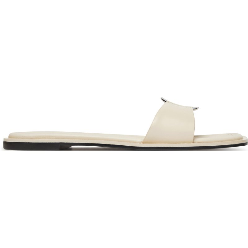 Pantoletten Calvin Klein Flat Slide W/Ck Hw Big - Lth HW0HW02482 Écru