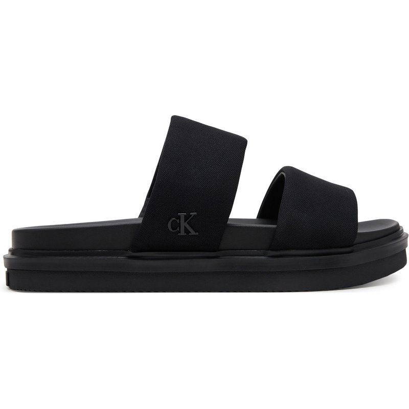 Pantoletten Calvin Klein Jeans Flat Molded Dbl Bar Sandal Cv YM0YM01222 Schwarz