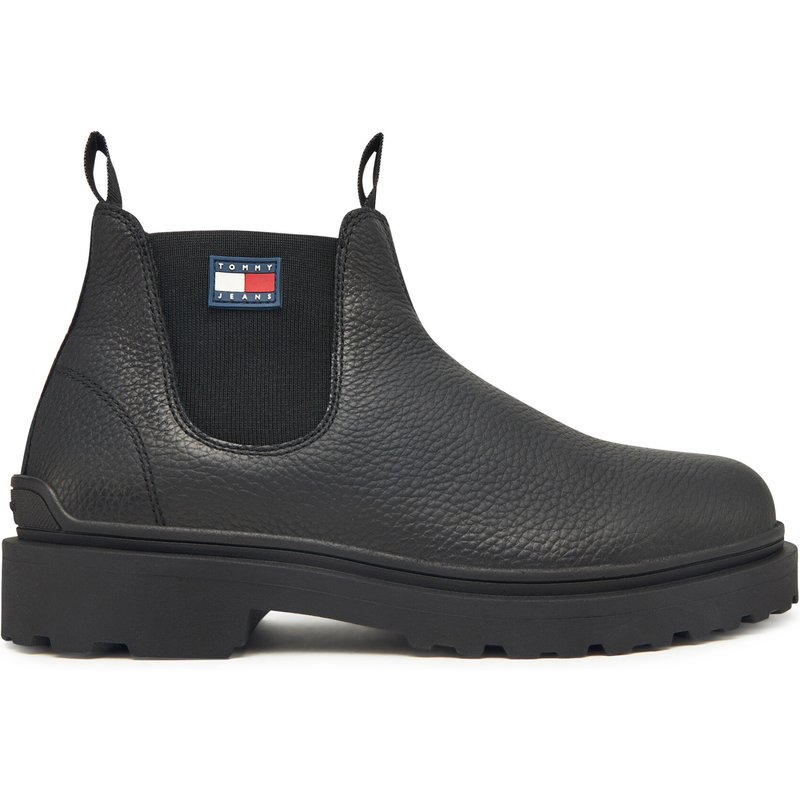 Klassische Stiefeletten Tommy Jeans Tjm Chelsea Leather Wl EM0EM01670 Schwarz