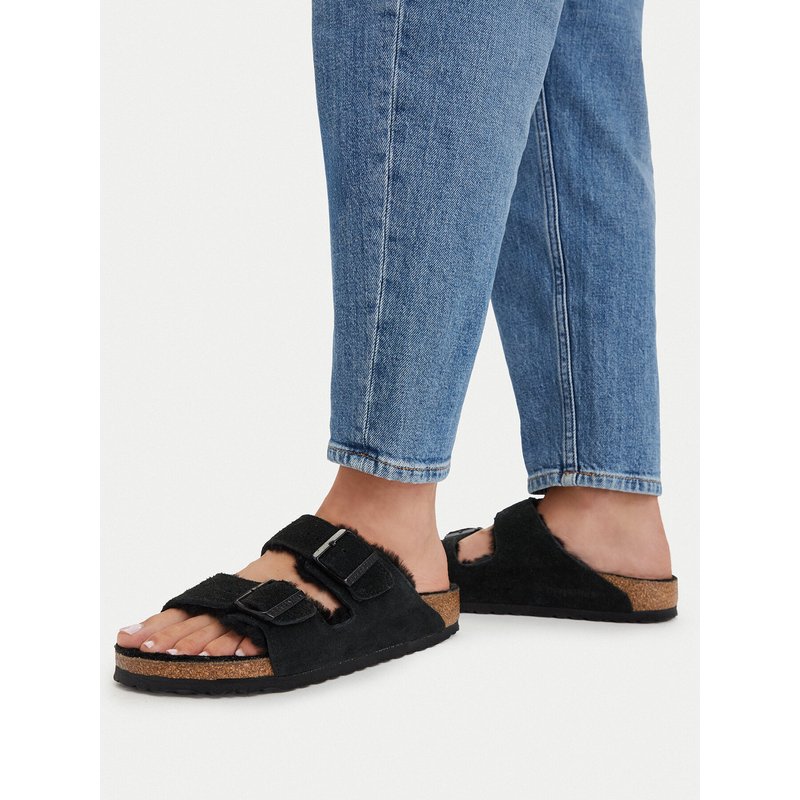 Pantoletten Birkenstock Arizona Shearling 0752663 Schwarz