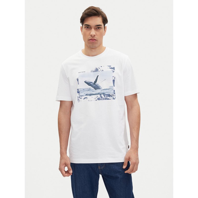BOSS T-Shirt Te_Dunetrace 50539187 Weiß Regular Fit