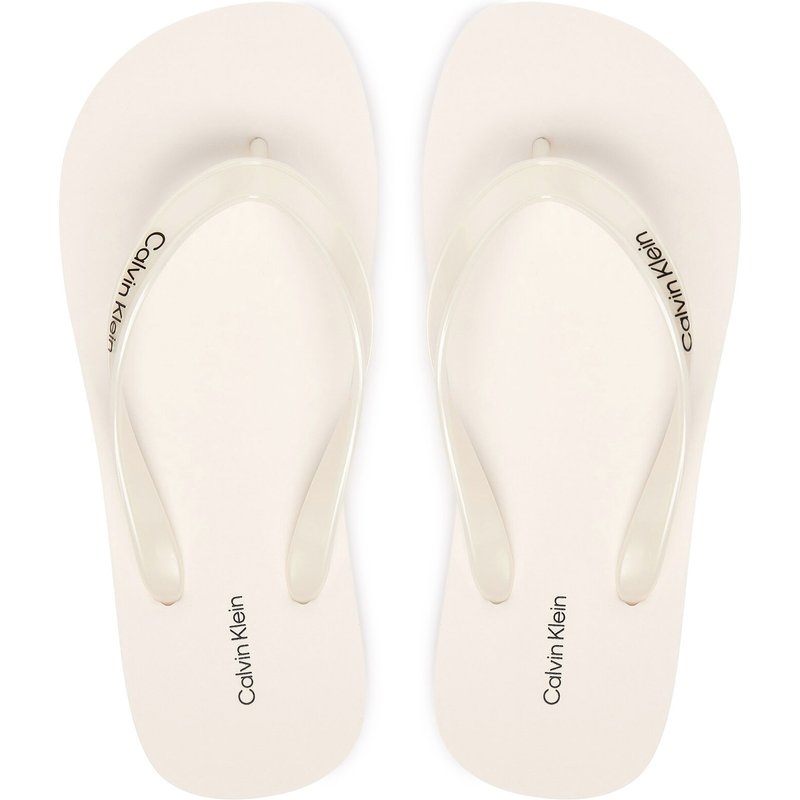 Zehentrenner Calvin Klein Arwa - Metallic Pearlised Flip Flops HW0HW02956 Weiß