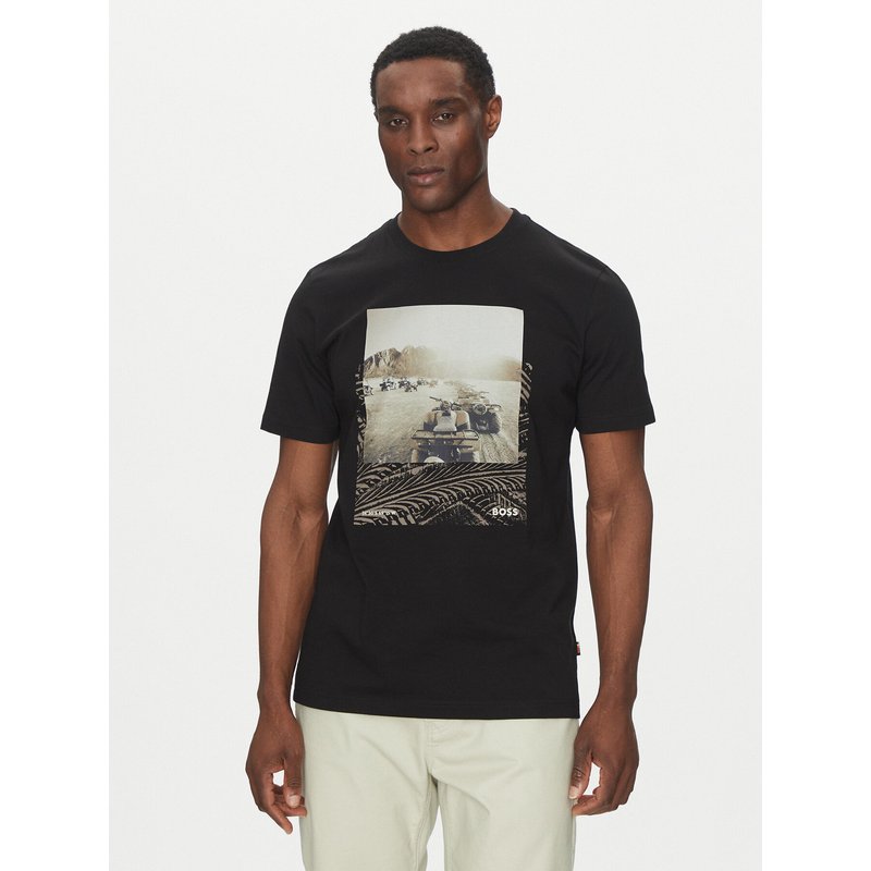 BOSS T-Shirt Te_Dunetrace 50539187 Schwarz Regular Fit