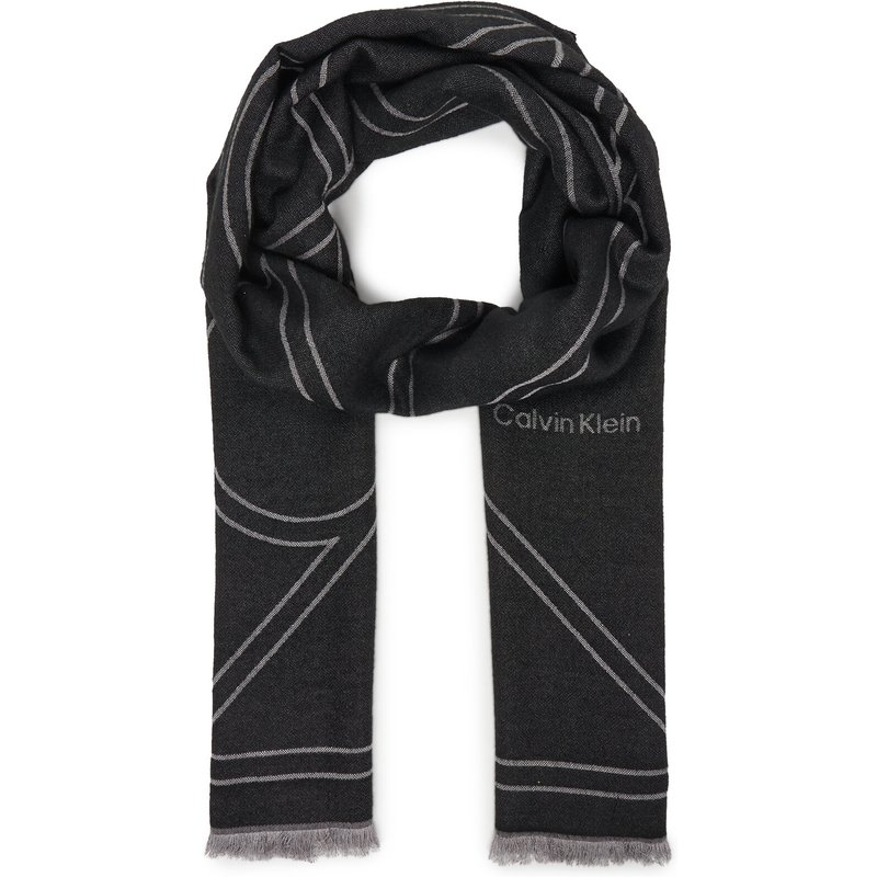 Schal Calvin Klein Emblem Repeat Lw Shawl W Fringes LV04F8074G Schwarz