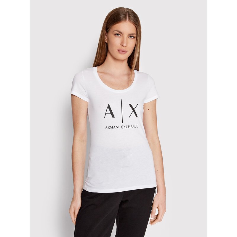 Armani Exchange T-Shirt 8NYT70 YJ16Z 1000 Weiß Slim Fit