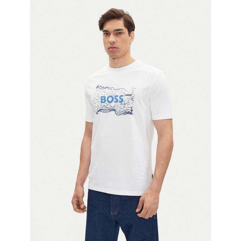 BOSS T-Shirt Logo Space 50539186 Weiß Regular Fit